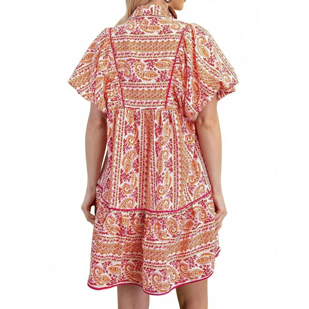 NEW GIGIO mixed paisley print dress in pink mix - Picture 2 of 4